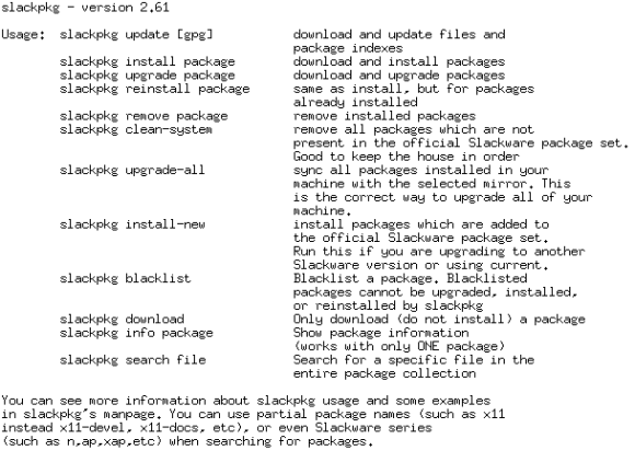 slackpkg help